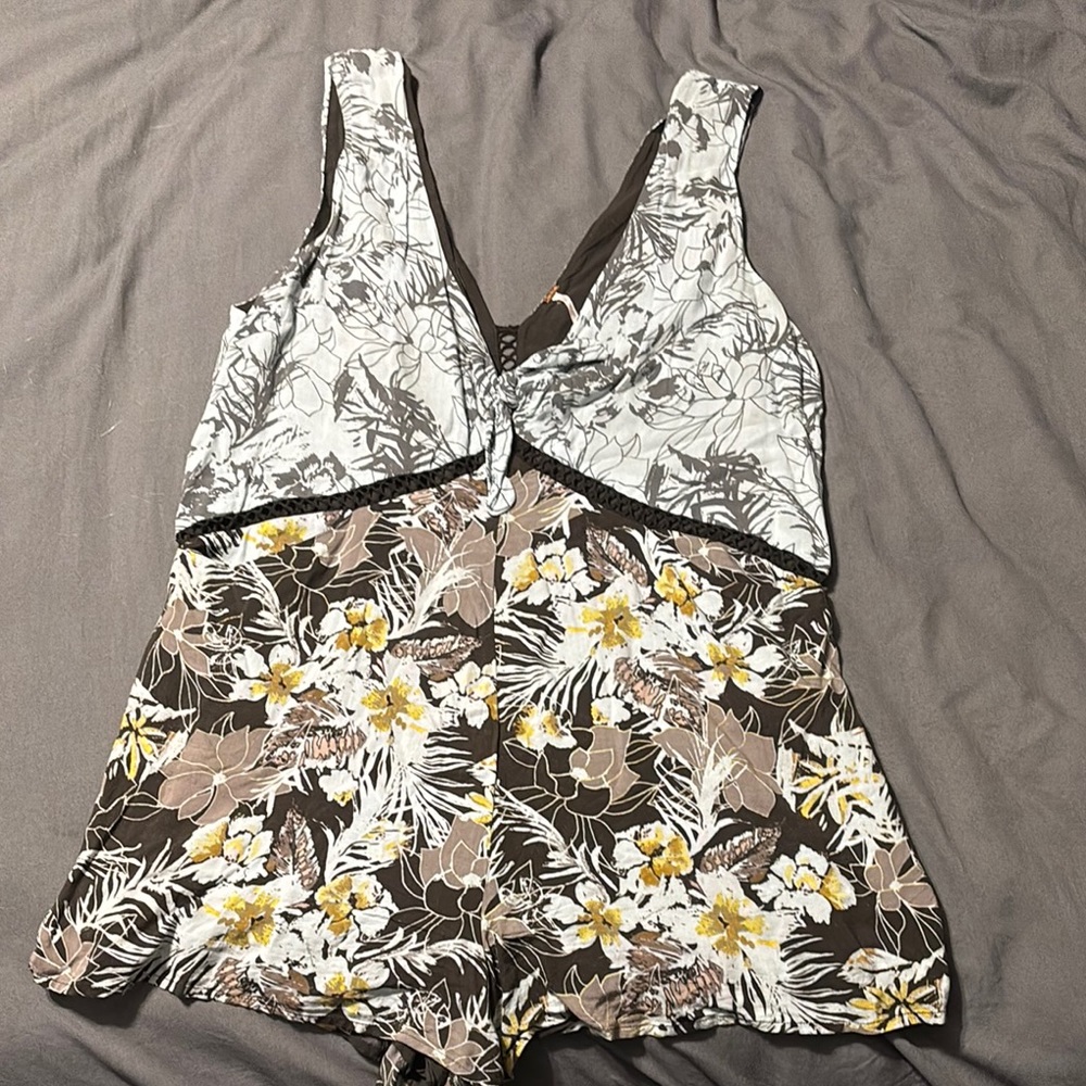 Free People Floral Print V-neck Romper